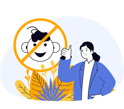 Woman restricts small kids in garden  Illustration