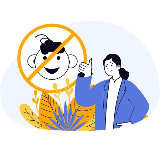 Woman restricts small kids in garden  Illustration