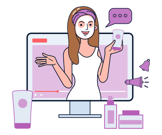 Woman reviewing a cosmetic product  Illustration