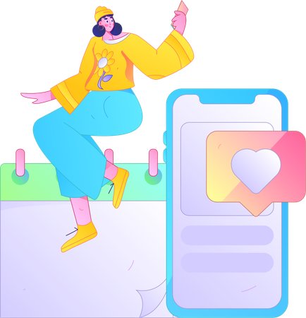 Woman reviewing her shopping experience  Illustration