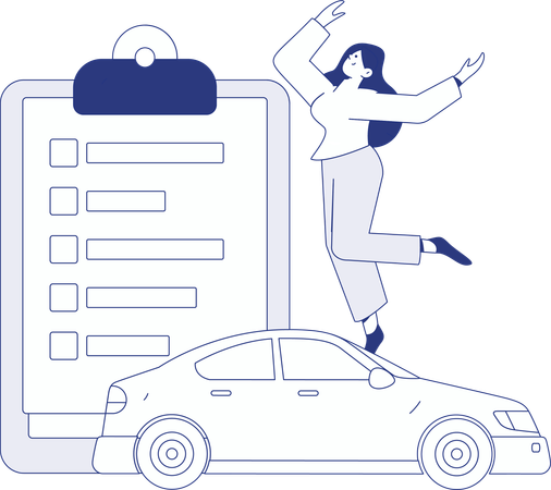 Woman reviewing loan papers  Illustration