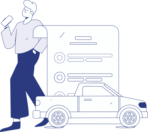 Woman reviewing loan papers  Illustration