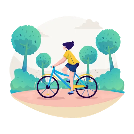 Woman Ride a bicycle  Illustration