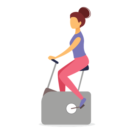 Woman ride gym bicycle  Illustration