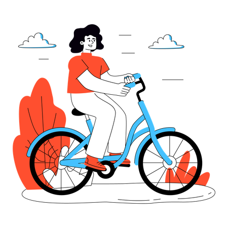 Woman Riding Bicycle  Illustration