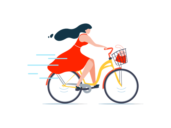 Woman Riding Bicycle Illustration