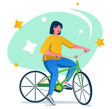 Woman Riding Bicycle Illustration