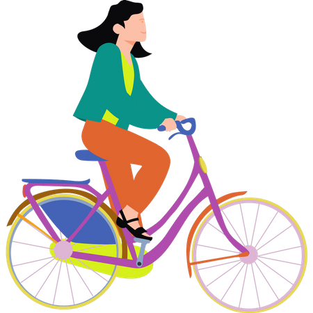 Woman riding bicycle  Illustration