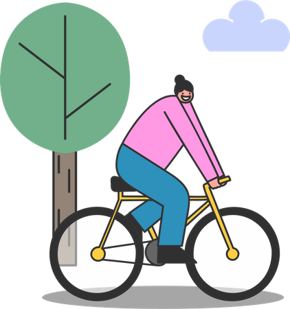 Woman riding bicycle  Illustration