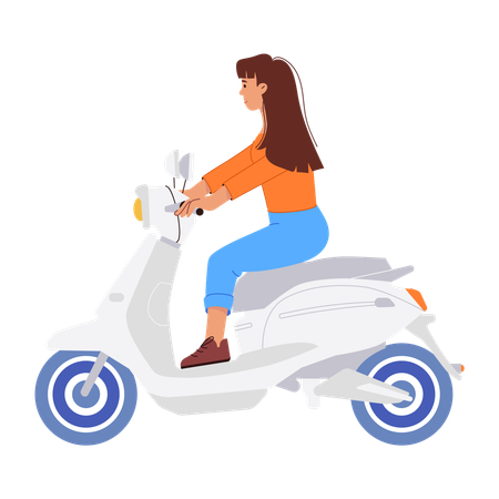 Woman Riding Bike  Illustration