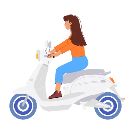 Woman Riding Bike  Illustration