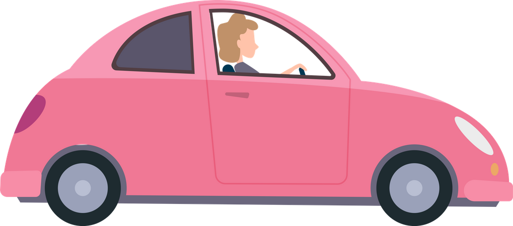 Woman riding car  Illustration