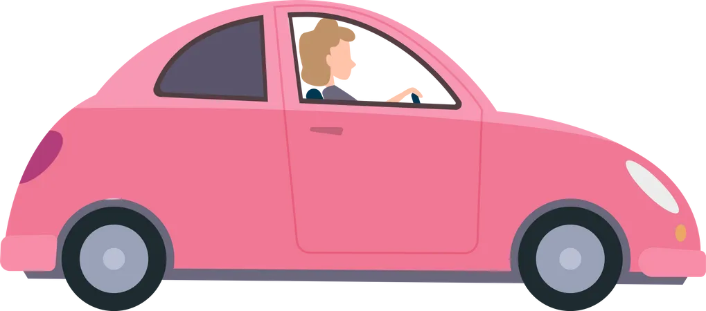 Woman riding car  Illustration