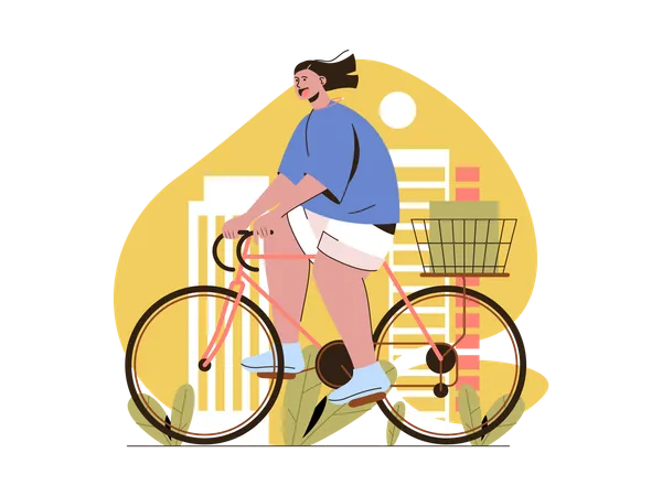 Woman riding cycle Illustration