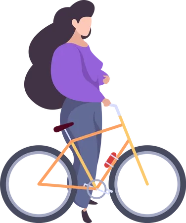 Woman Riding Cycle Illustration
