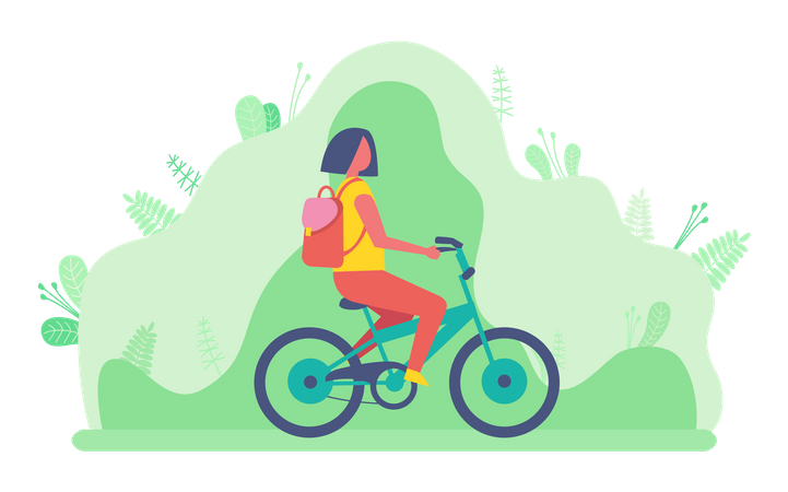 Woman riding cycle Illustration