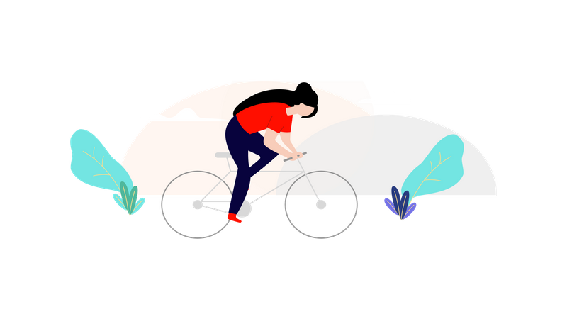 Woman riding cycle  Illustration