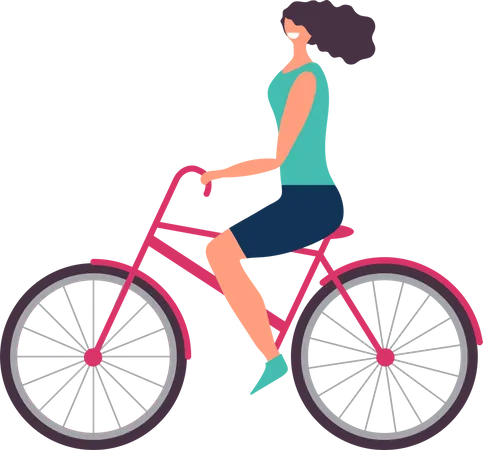 Woman Riding Cycle  Illustration