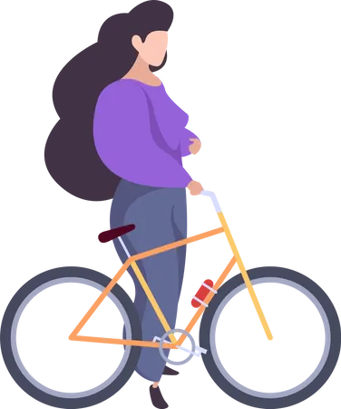 Woman Riding Cycle  Illustration