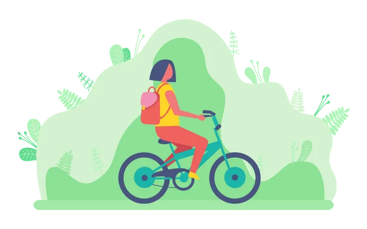 Woman riding cycle  Illustration