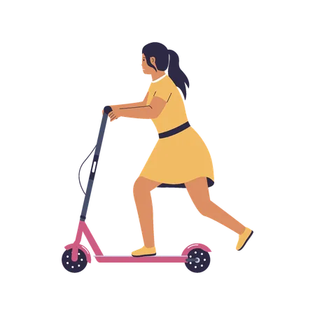 Woman riding electric scooters  Illustration