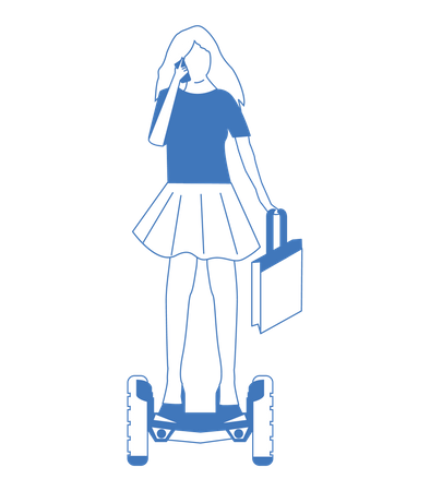 Woman riding hoverboard Illustration