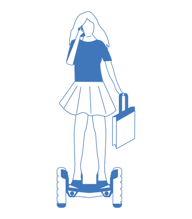 Woman riding hoverboard  Illustration