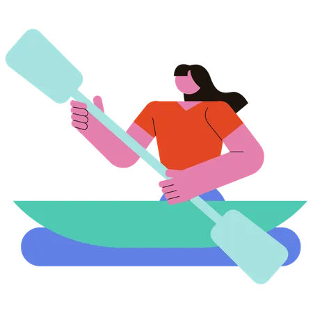 Woman riding Paddle Boat  Illustration