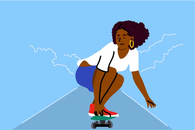 Woman riding roller  Illustration