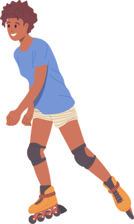 Woman riding rollerbladed  イラスト