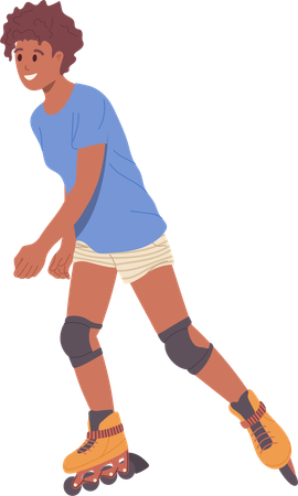 Woman riding rollerbladed  Illustration