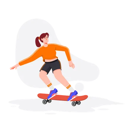 Woman riding skateboard  일러스트레이션