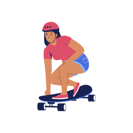 Woman riding skateboards  Illustration