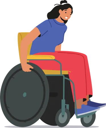 Woman Riding Wheelchair during Marathon Competition  Illustration