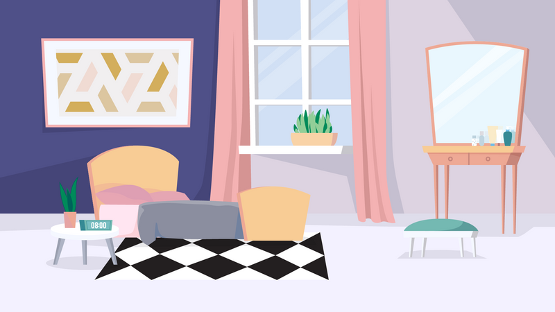 Woman room interior Illustration