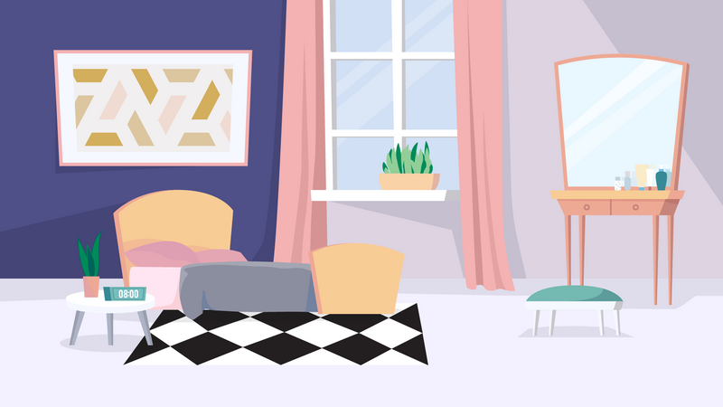 Woman room interior  Illustration