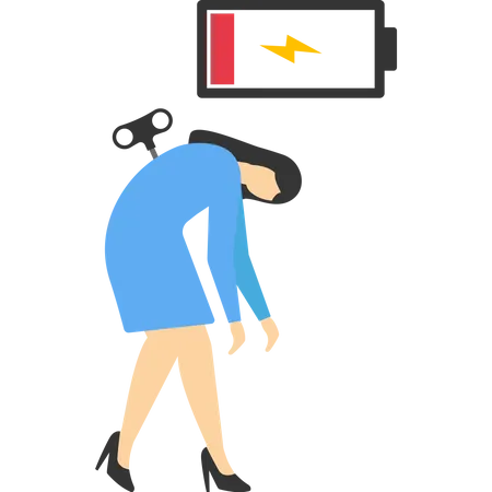 Woman run out of energy  Illustration
