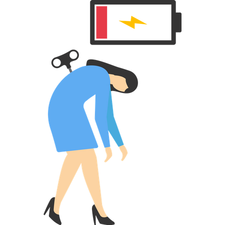 Woman run out of energy  Illustration