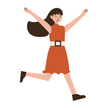 Woman run to celebrate happiness  Illustration