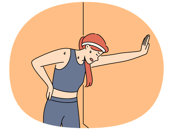 顔に汗をかいた女性ランナー  イラスト