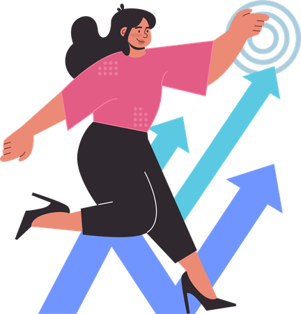 Woman running for business growth  Illustration