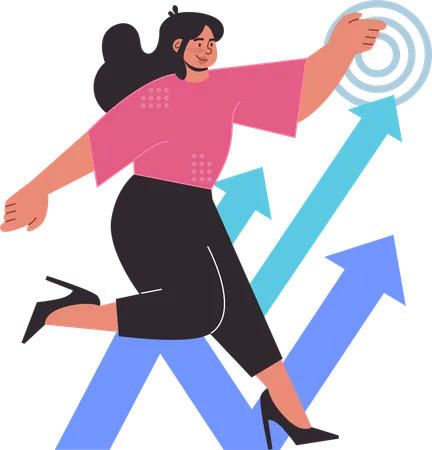 Woman running for business growth  Illustration