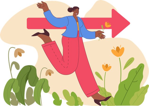Woman running for growth  Illustration