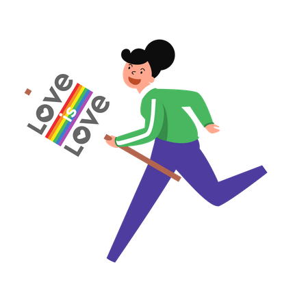 Woman running for LGBT rights  Illustration