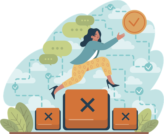 Woman running for right direction  Illustration