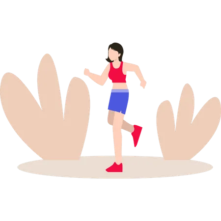 Woman running in marathon Illustration