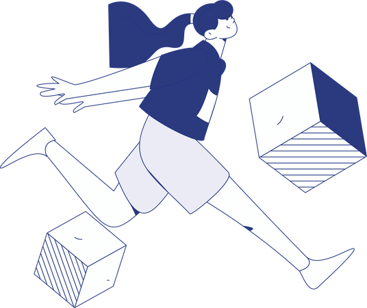 公園を走る女性  イラスト