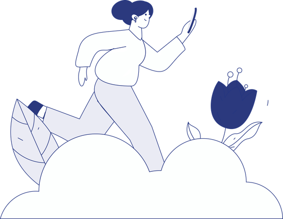 公園を走る女性  イラスト