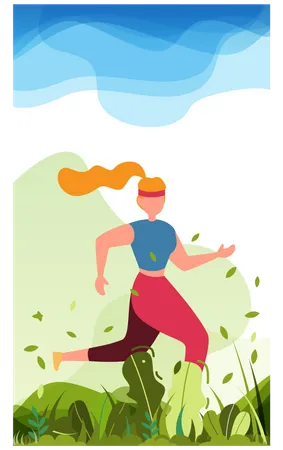 Woman running in park Illustration