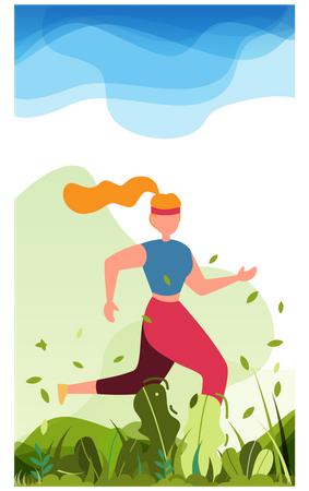 Woman running in park  Illustration